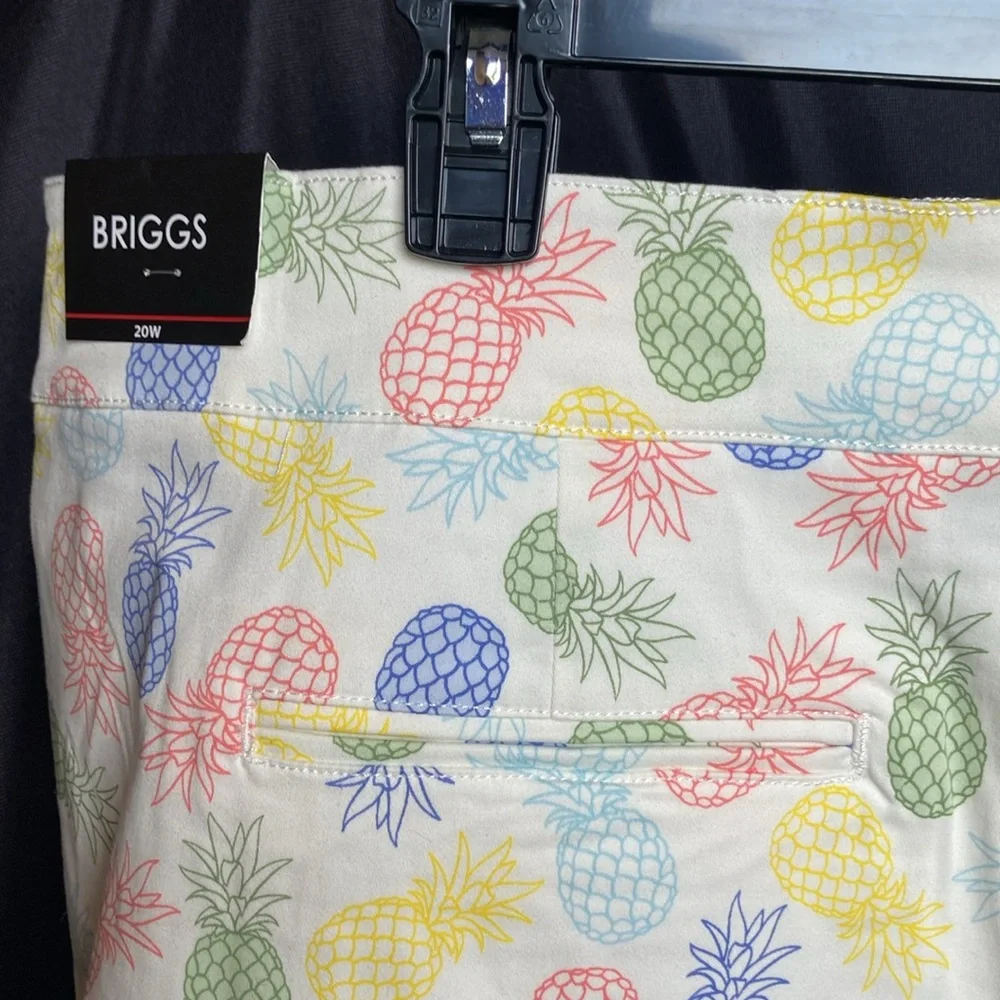 Briggs short multi colored pineapple print white short casual size 20W - Picture 14 of 17